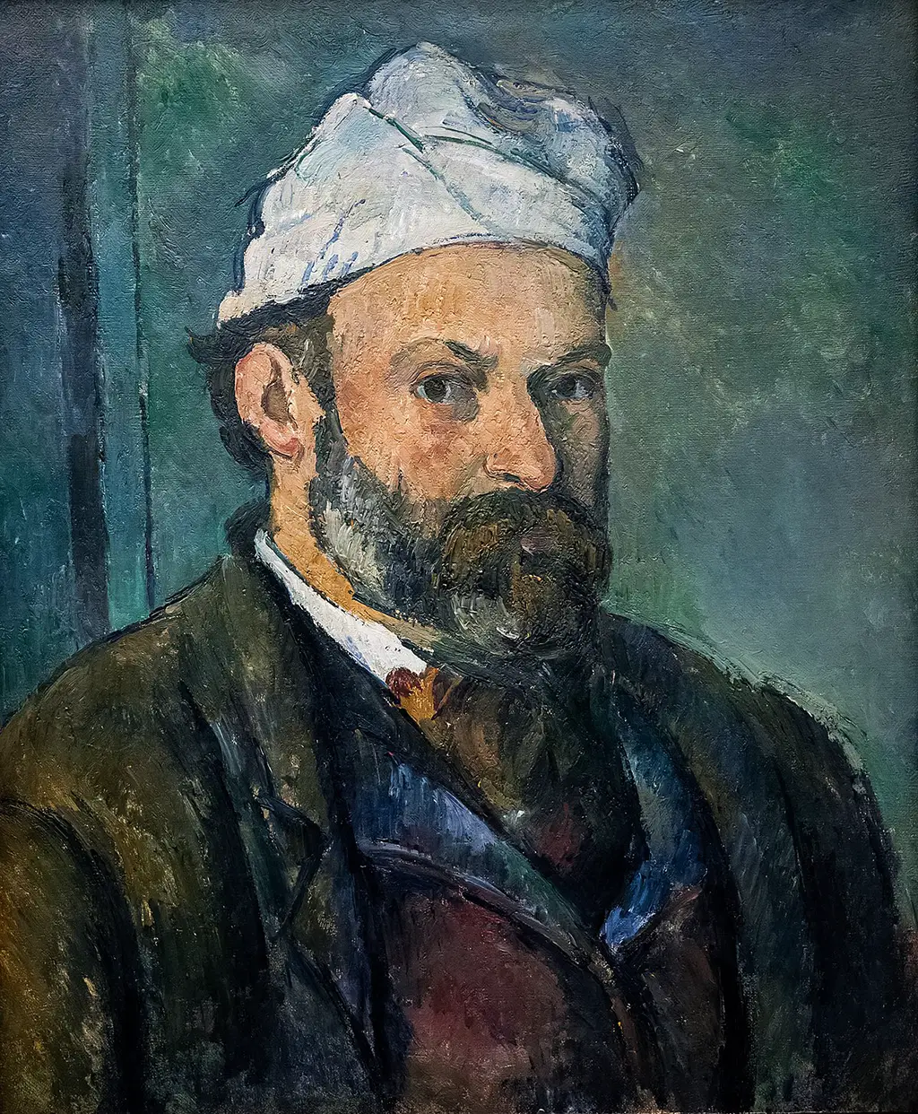 Self Portrait with White Turban in Detail Paul Cezanne